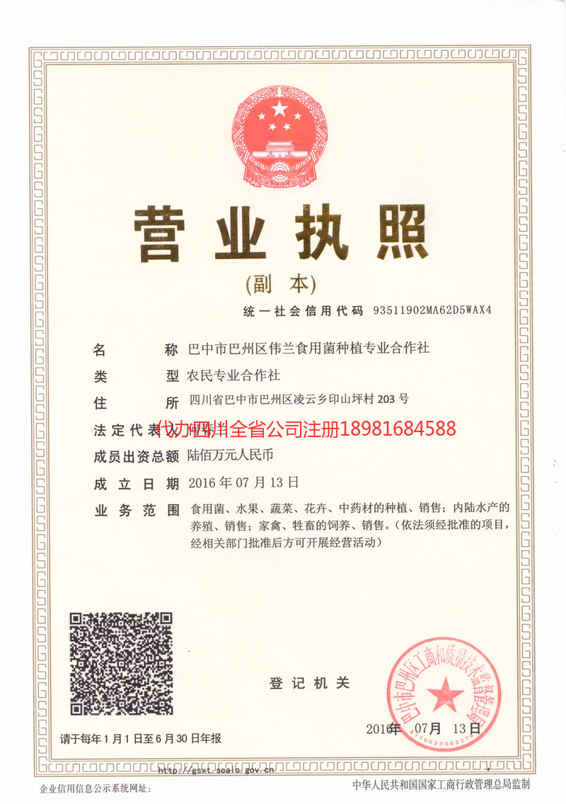 滁州滁州伟兰食用菌种植专业合作社